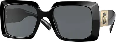Versace VE 4405 GB1/87 Black Plastic Rectangle Sunglasses Grey Lens
