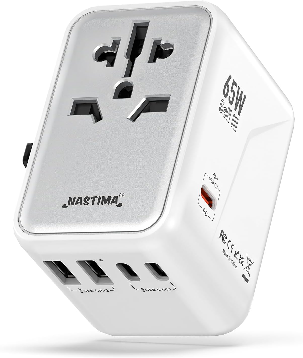 NASTIMA 65W Universal Travel Adapter Worldwide, 3USB-C PD & 2USB-A QC Travel Charger, GaN III Technology for Laptops Tablets Phones with UK,EU,AU,US Plugs (Type G/C/I/A) NASTIMA 65W Universal Travel Adapter Worldwide, 3USB-C PD & 2USB-A QC Travel Charger, GaN III Technology for Laptops Tablets Phones with UK,EU,AU,US Plugs (Type G/C/I/A)