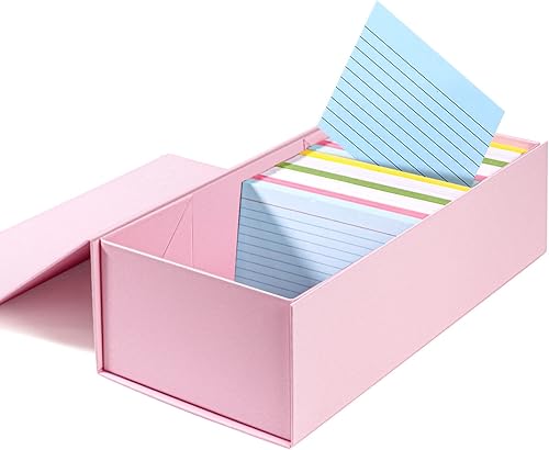 Soporte para tarjetas de índice de 3 x 5 organizador de caja de archivos de tarjetas rosa capacidad para 1200 tarjetas flash de 3 x 5 pulgadas 1