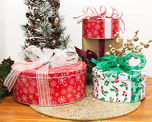 Steel Mill & Co Tin Containers with Lids, 3 Pack Christmas Cookie Tins, Festive Cookie Tins for Gift Giving & Holiday Treats, Round Metal Nesting Containers, Large Medium Small, Snowflake & Holly by STEEL MILL AND CO. - Image 7