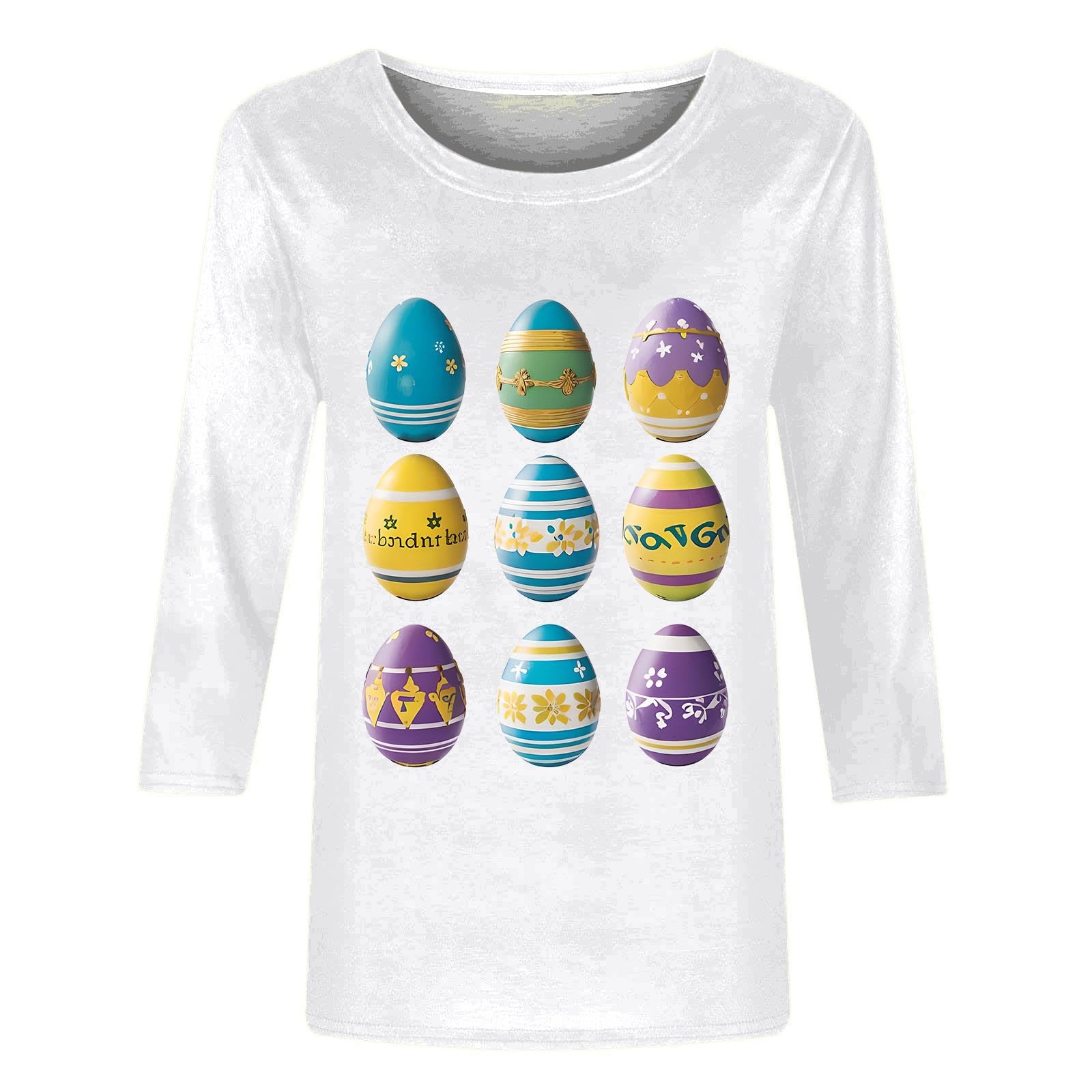 YxrdzkjFashionable Round Neck Casual Carnival Print Blouse Women's Three Quarter Sleeve T-Shirt Loose Pleated Simple Shirts