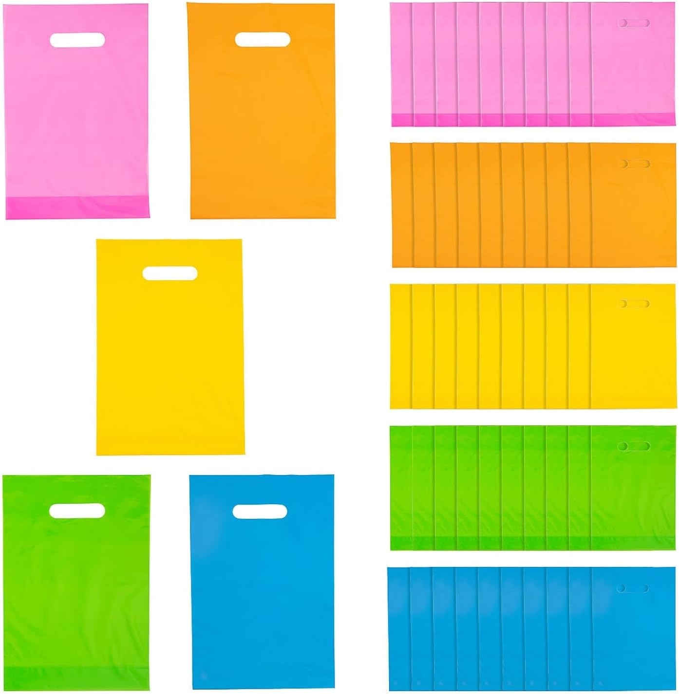 Fun Express Neon Plastic Gift and Goody Bags - Bulk set of 50-80's Party, Event and Party Supplies