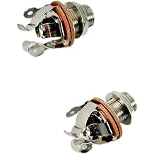 2 Pack 1/4 Inch Mono Guitar Jack, Silver Electric Guitar Electronics Multi-Contact Guitar Input Jack and Output Jack, Stable Signal Low Noise for Electric Guitar Replacement & Repair
