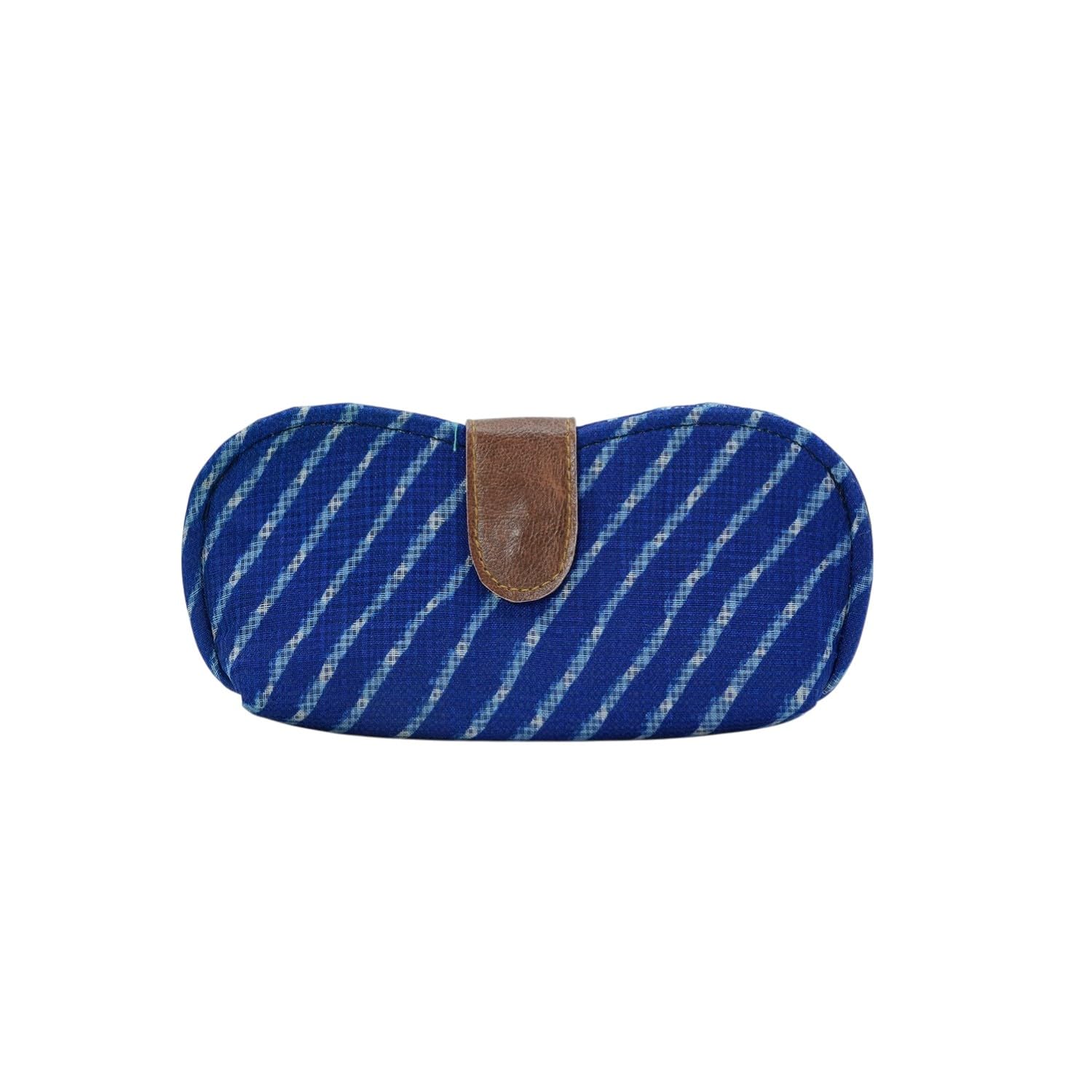 Assorted (Random Color) Handcrafted Rajasthani Leheriya Eyeglass Case Purple & Pink Striped Fabric Specs Cover with Faux Leather Tab (3.5x7.5 Inches)-image-40
