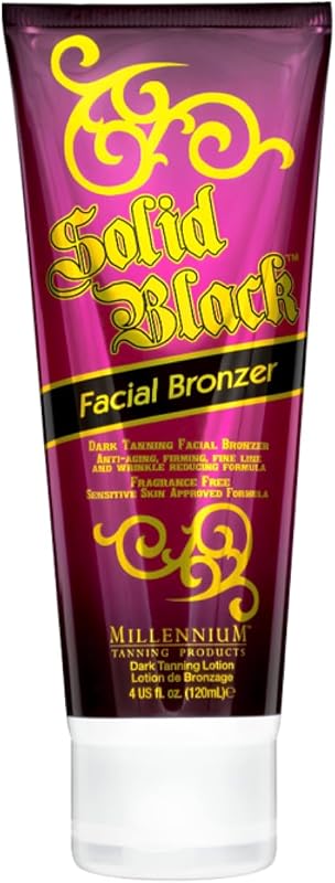 Millennium Tanning Solid Black loção bronzeadora facial com DHA, sem óleo, 120 mL