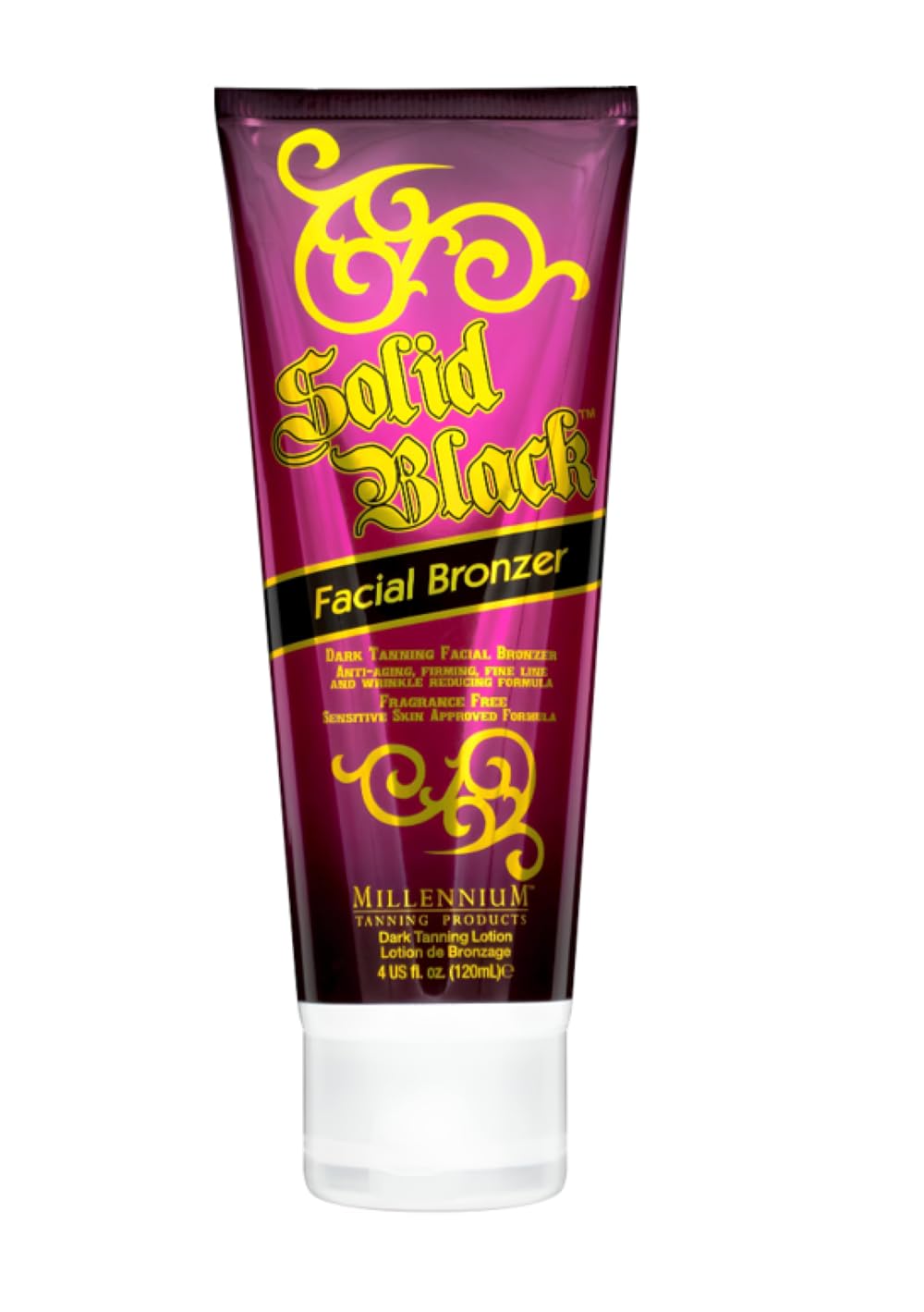 Millennium Tanning Solid Black Facial Bronzer, Skin-Firming Tanning Lotion for Face, 4 ounces