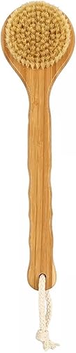 Long Handle Bamboo Body Brush | Shower Brush, Dry Brushing for Cellulite & Lymphatic, Natural Bristle Exfoliator Scrubber for Bath Shower Wash