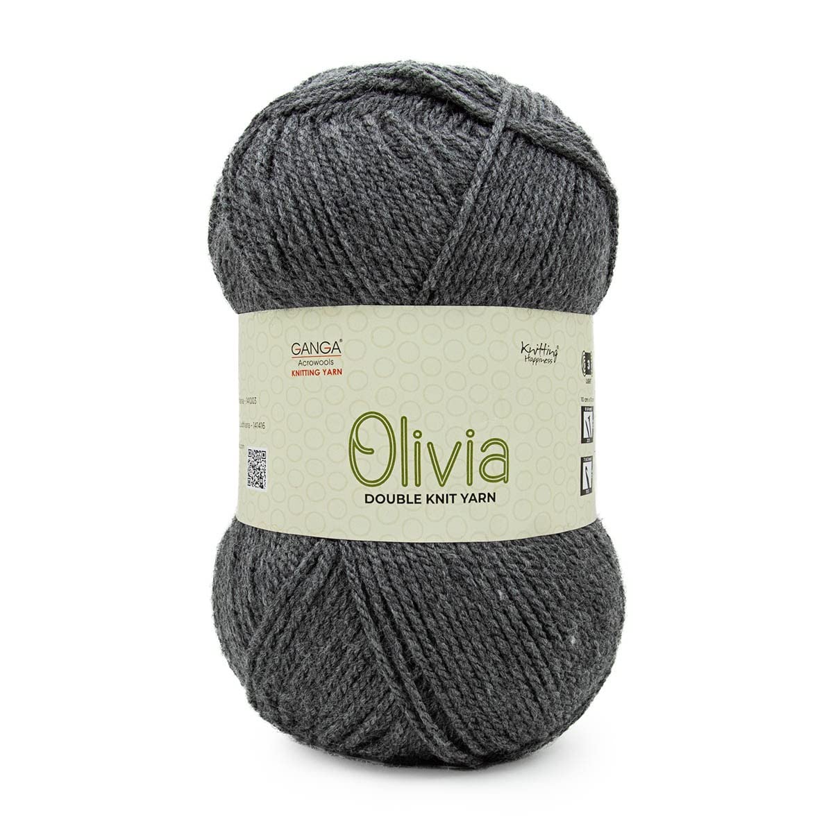 GANGA Acrylic Olivia Hand Knitting And Crochet Yarn (Dark Grey) (100Gms)