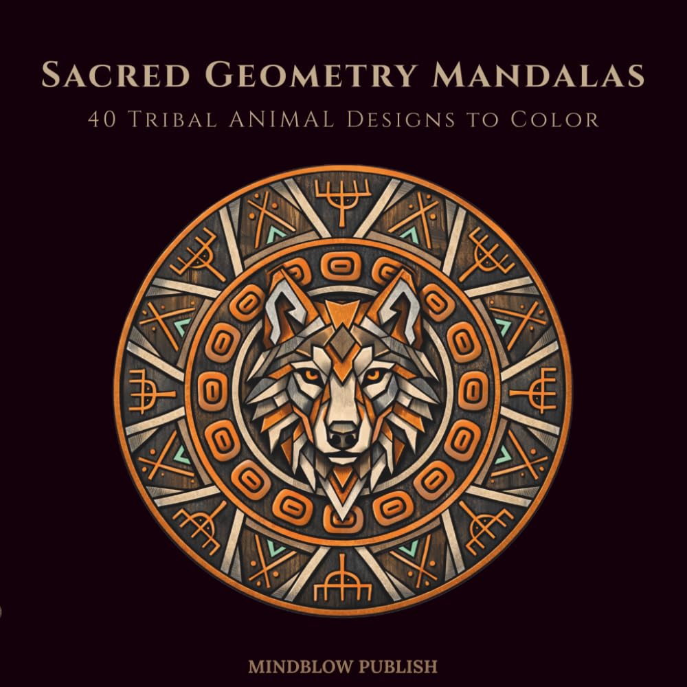 Sacred Geometry Mandalas: 40 Tribal Animal Designs to Color