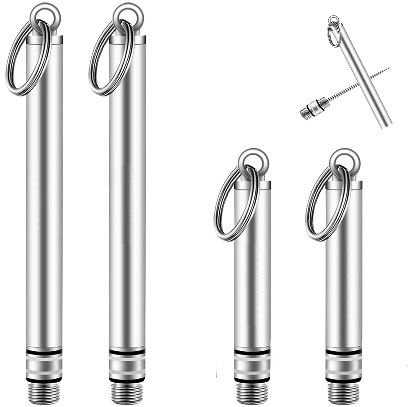 4 Pieces Reusable Titanium toothpicks with Protective Holder, Mini Metal toothpicks, Stainless Steel Portable toothpicks, Household Outdoor Metal toothpicks (2 Pieces Long & 2 Pieces Short，Silver)