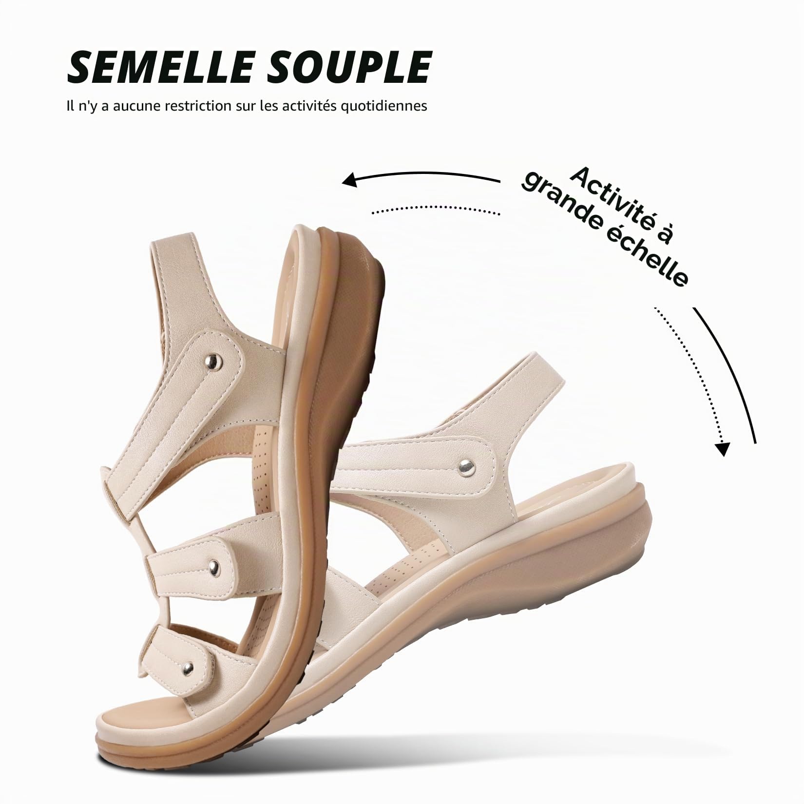 Littleplum Sandales pour Femmes à Soutien Plantaire Sandales Confortables Sandales plates d'été