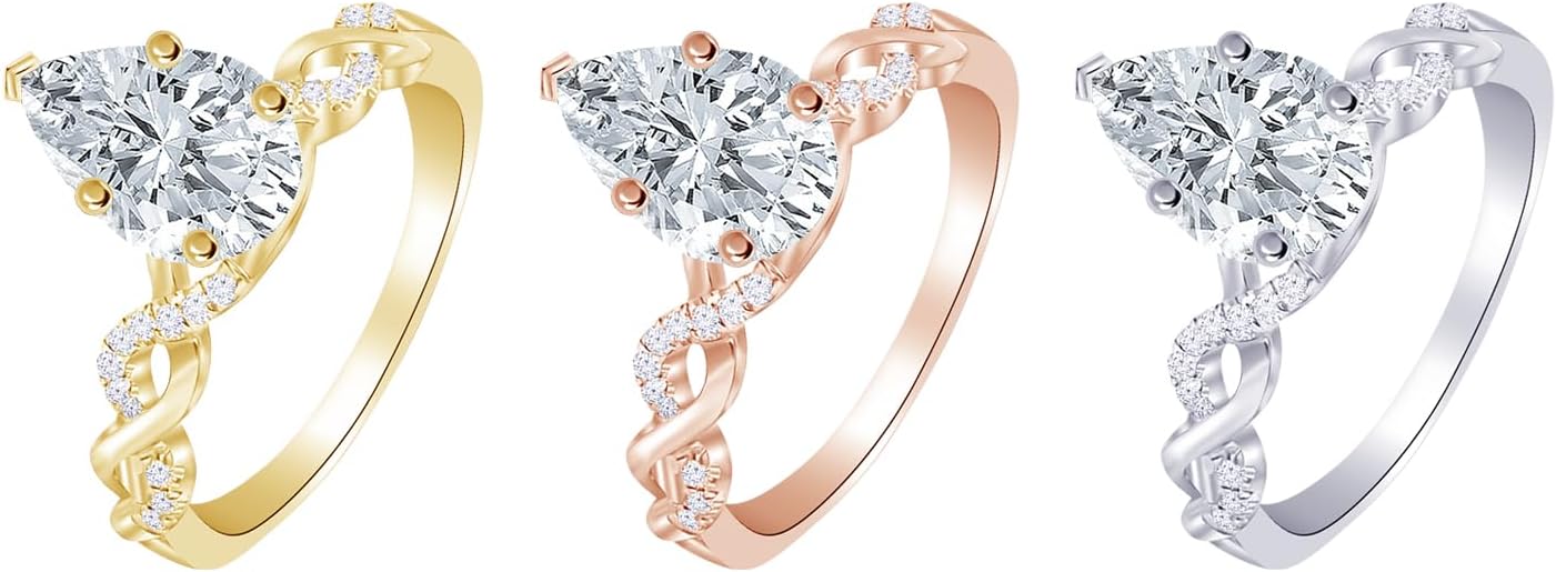 1.13 to 5.13 Carat 14K White Gold LAB GROWN Diamond Twisting Infinity Gold and Diamond Split Shank Pave Set Pear Cut Diamond Engagement Ring (E-F Color VS2-SI1 Clarity)