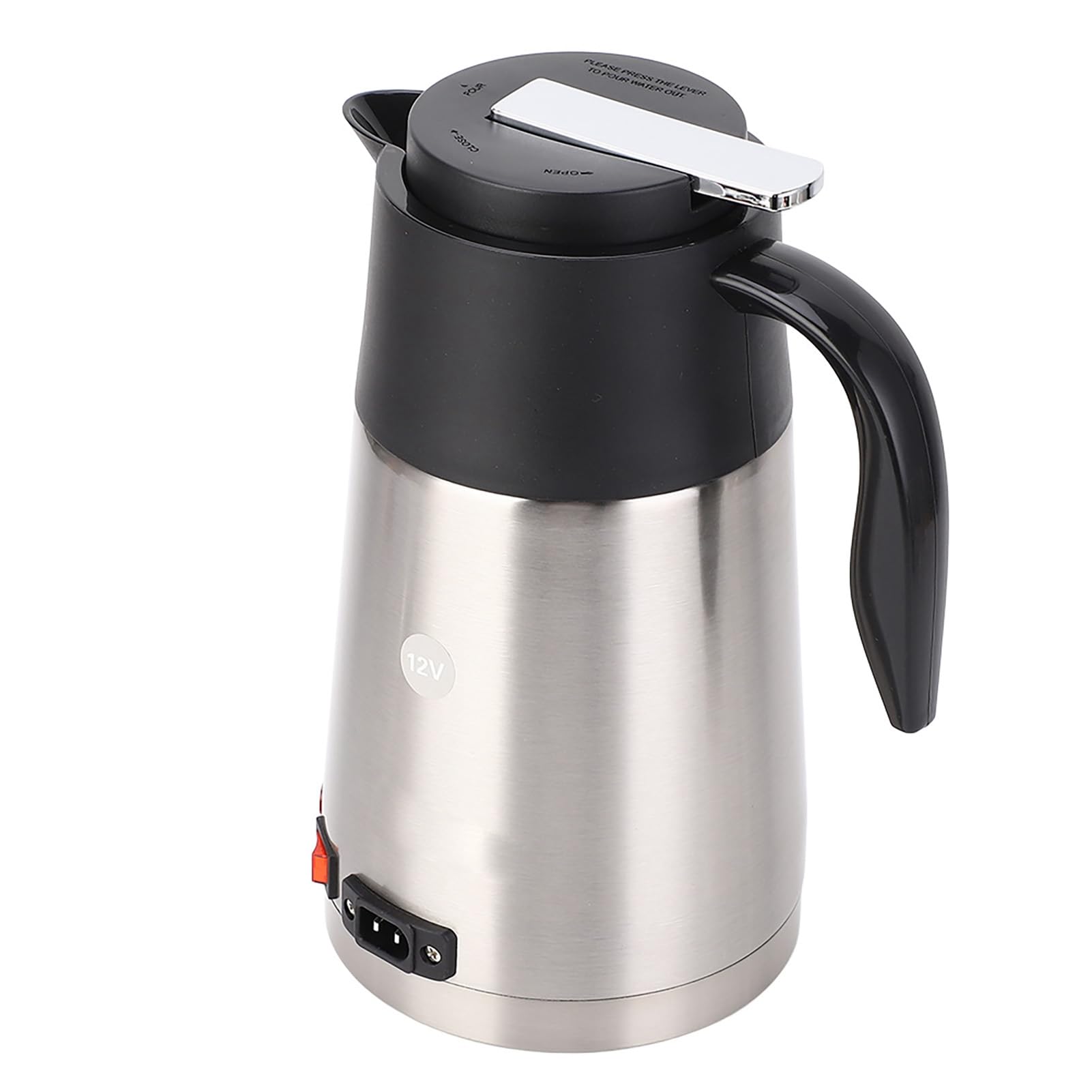 Dpofirs Hervidor de Agua para Coche, Calentador de Agua Portátil de 1200 Ml y 12 V con Tubo Interior de Acero Inoxidable, Apagado Automático para Viajes por Carretera (12V)