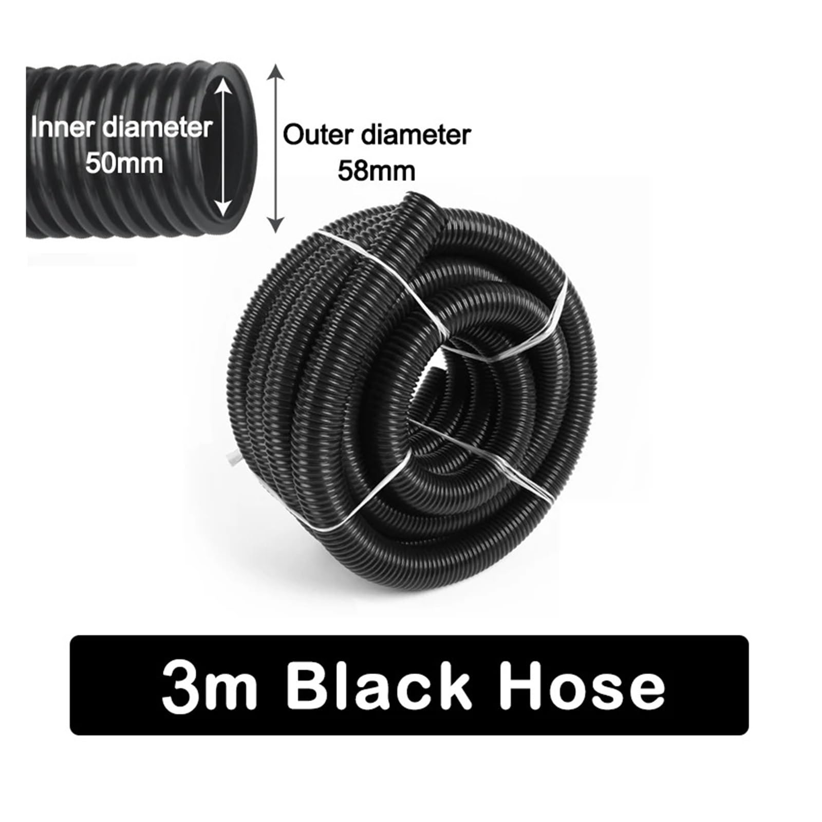 Tubo flessibile for aspirapolvere Diametro interno 32/38/40/50 mm Filettatura Tubo flessibile Soffietto Connettore Ciclone for tubo di aspirazione for aspirapolvere(5m Black Hose(38mm))