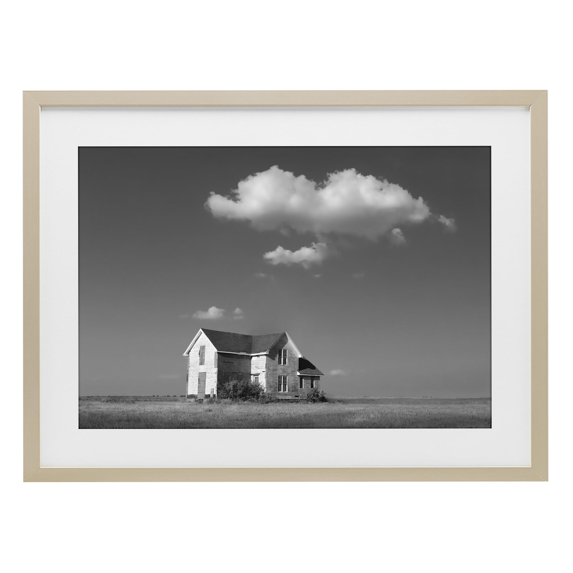 Stupell Industries Solitary Abandoned Cottage Landscape 'Solitary Erstwhile Cottage'| Framed Print Under Glass