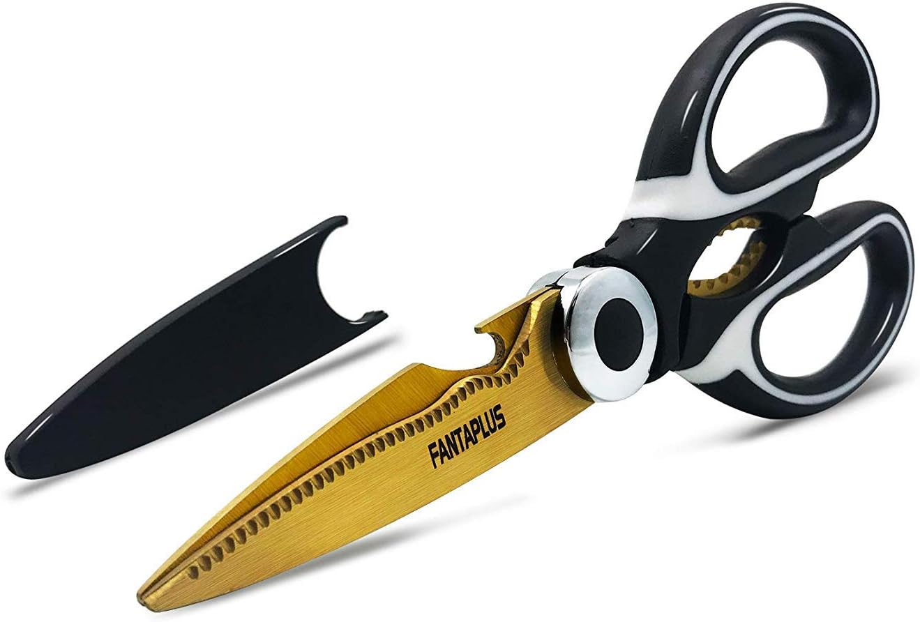 Premium Heavy Duty Kitchen Shears come with herb stripper gift. Ultra Sharp Stainless Steel shears Multi-function Kitchen Scissors for Chicken,Poultry,Fish,Meat,Vegetables,Herbs,BBQ
