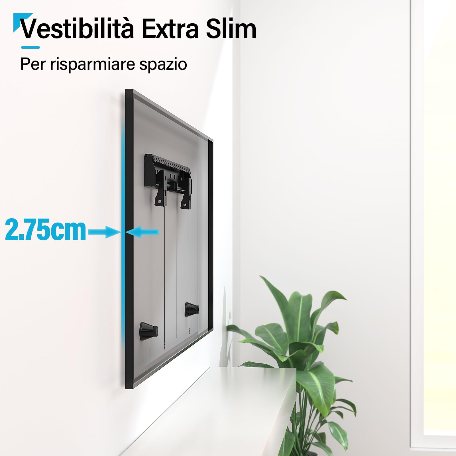 Supcline Supporto TV Parete da 26-65 Pollici fino a 70KG, Staffa TV Senza Viti Prigioniere con VESA Massimo 400x400mm, Porta TV a Basso Profilo in Cartongesso, Facile Installazione