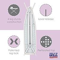 Vista 4 de Tabla de planchar de tamaño completo fabricada en EE. UU. - Beige de Seymour Home Products 4 patas de acero resistentes Parte superior perforada