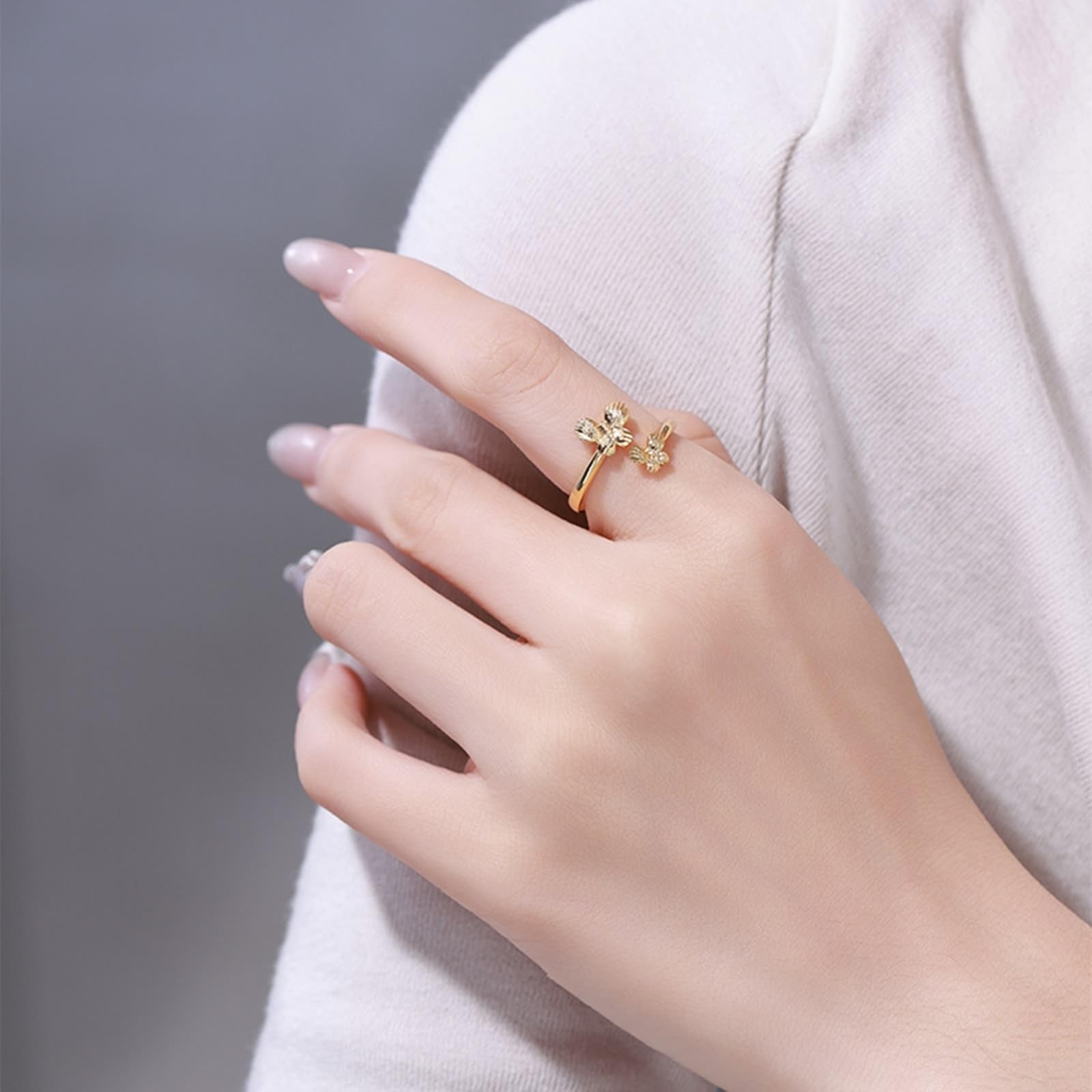Alianzas de oro amarillo Au 375/585/750, mariposa abierta, anillo de pareja