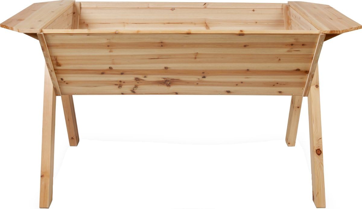Terra Verde Home Rustic Wood Garden Wedge with Side-Table, Natural
