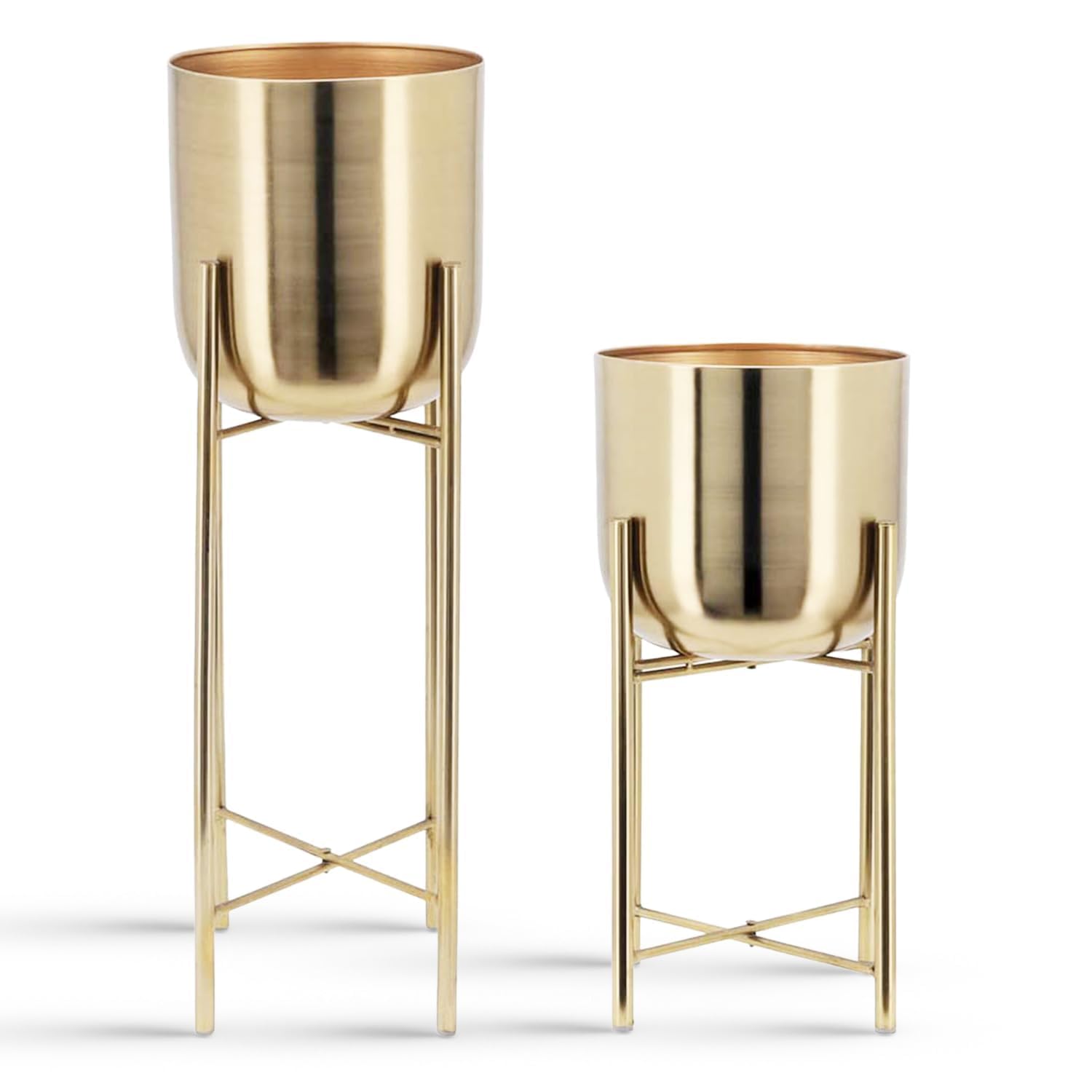 CHROMIX® Gold Planters with Round Stands | Modern Floor Flower Stands For Living Room Bedroom Display Plant Stand Tall Indoor Plant Stand for Living Room Bedroom Balcony Home and Office | Set of 2 (GOLD METAL) (B0DJ1PF7R2) Amazon Price History, Amazon Price Tracker