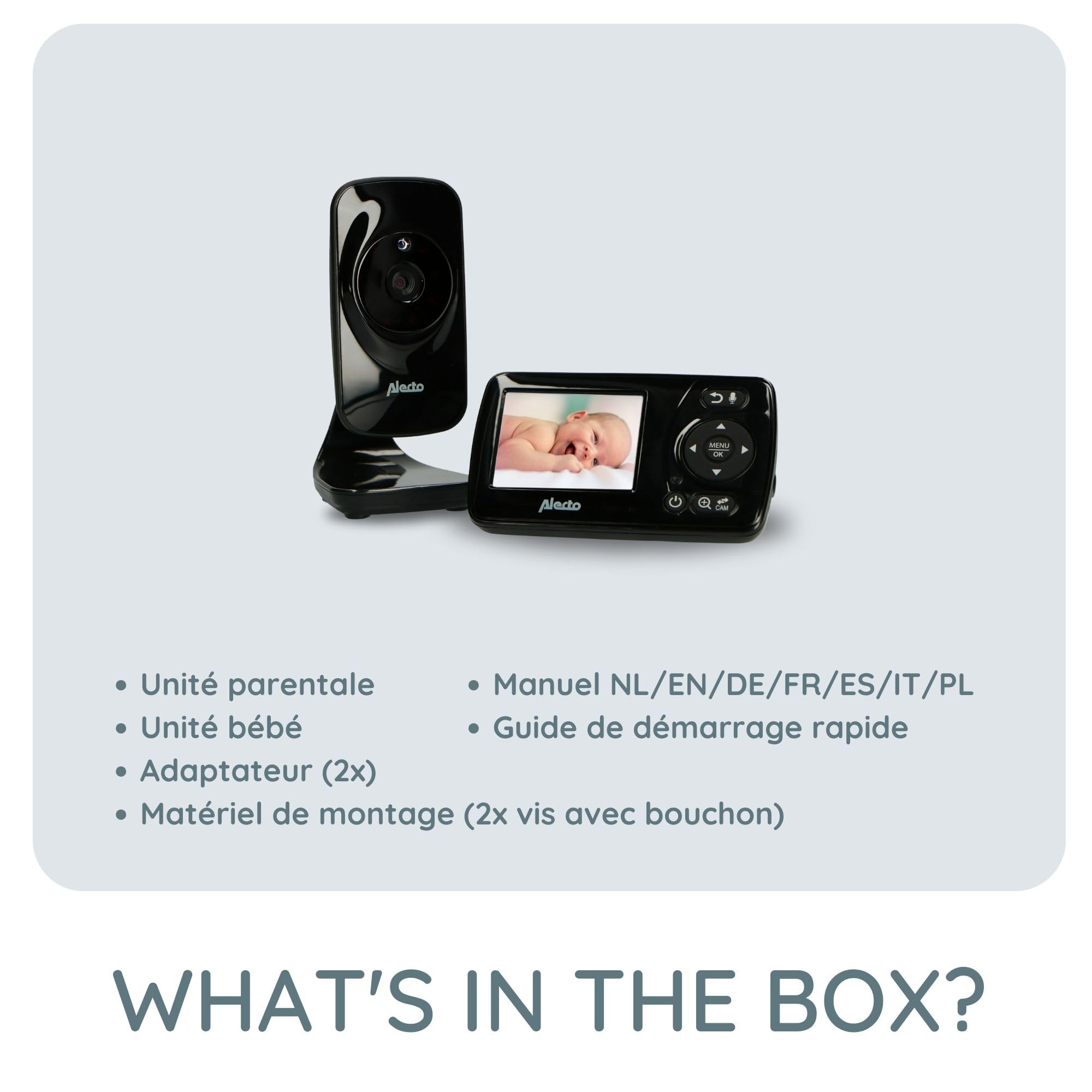 Alecto DVM71BK - Babyphone avec caméra avec écran Couleur 2,4" - Babyphone - Caméra de Surveillance numérique avec portée de 300 m - Noir