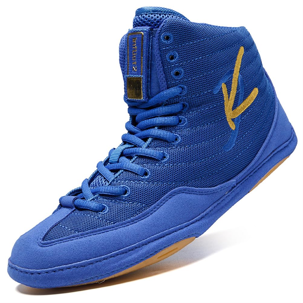 Zapatos De Lucha Unisex para Adultos, De Hombre Y Mujer, De Caña Alta, Ligeros, para Fitness, Boxeo, Kickboxing, Gimnasio Y Deportes,Azul,40 EU