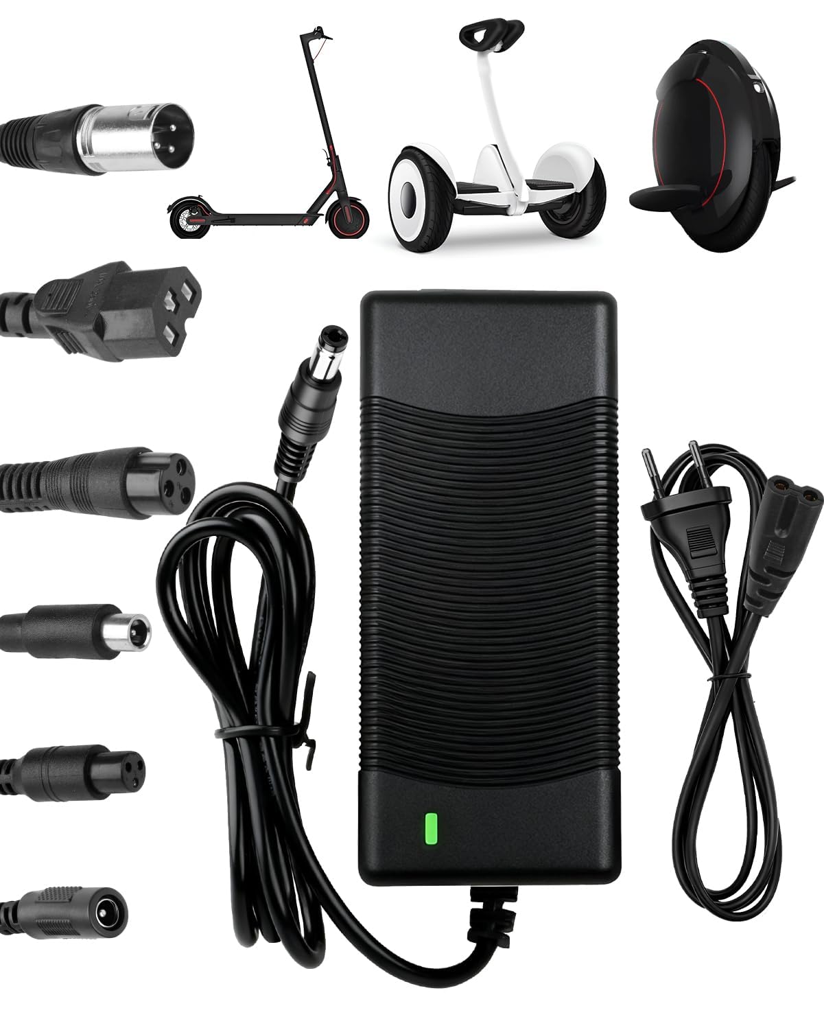 Cargador Patinete Eléctrico 42V 2A Universal 5 Conectores Batería 36V Scooter M365