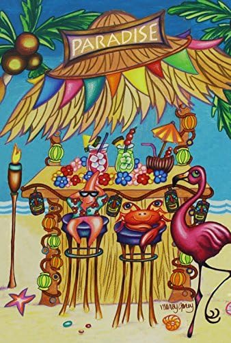 Toland Home Garden 1110202 Tiki Beach Bar summer Flag 12x18 Inch Double Sided summer Garden Flag for Outdoor House Beach Flag Yard Decoration