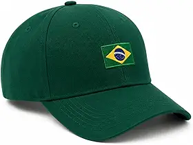 Boné do Brasil Aba Curva Bandeira Bordado Seleção Brasileira Verde Adulto Unissex com Regulagem Traseira Snapback