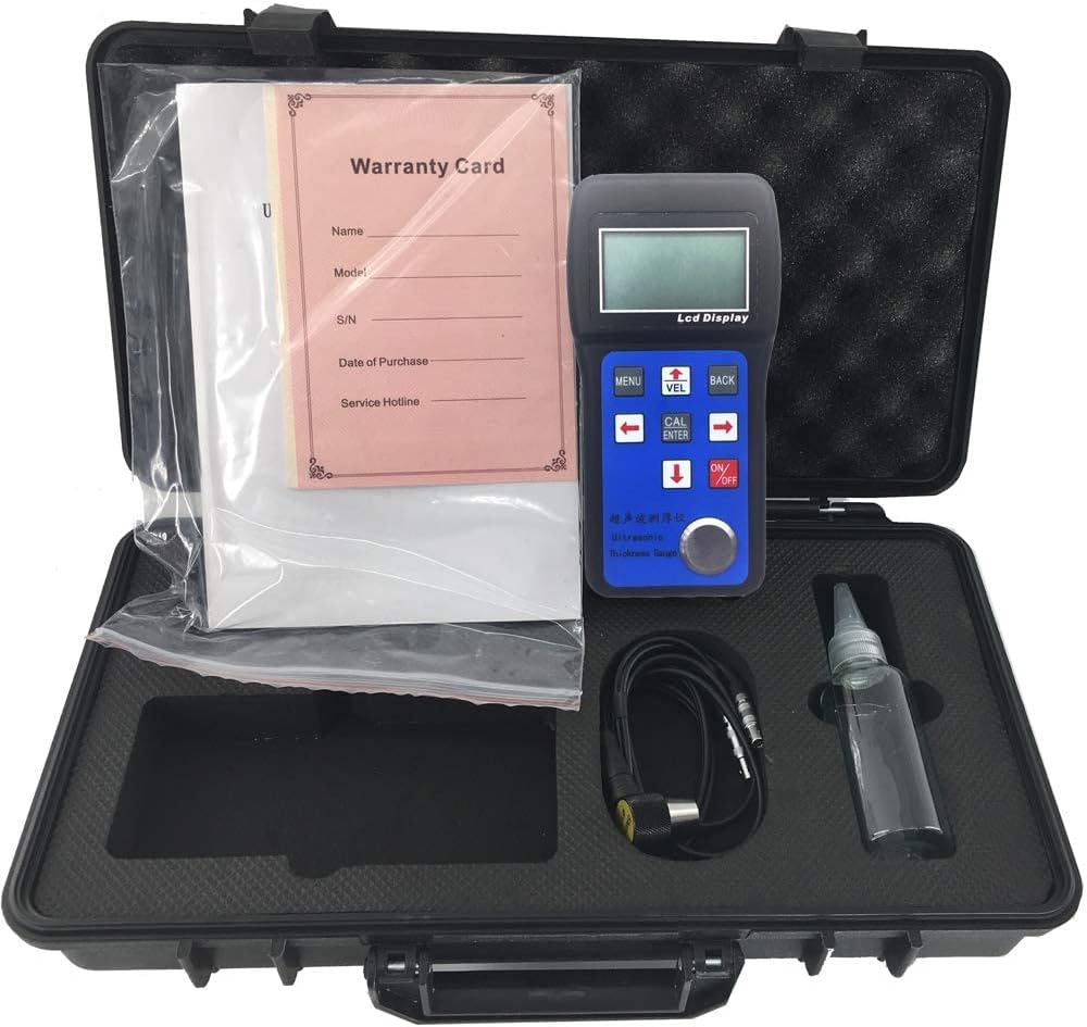 Ultrasonic Thickness Gauge Meter Tester with Metal Width Measuring Instrument 1.0~230mm (Steel) Sound Velocity 1000 to 9999m/s