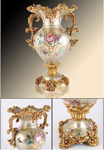 Miniatura 2 de Jarrones de flores grandes elegantes para mesa de cocina, comedor, sala de estar, decoración del hogar, flores europeas retro altas de resina