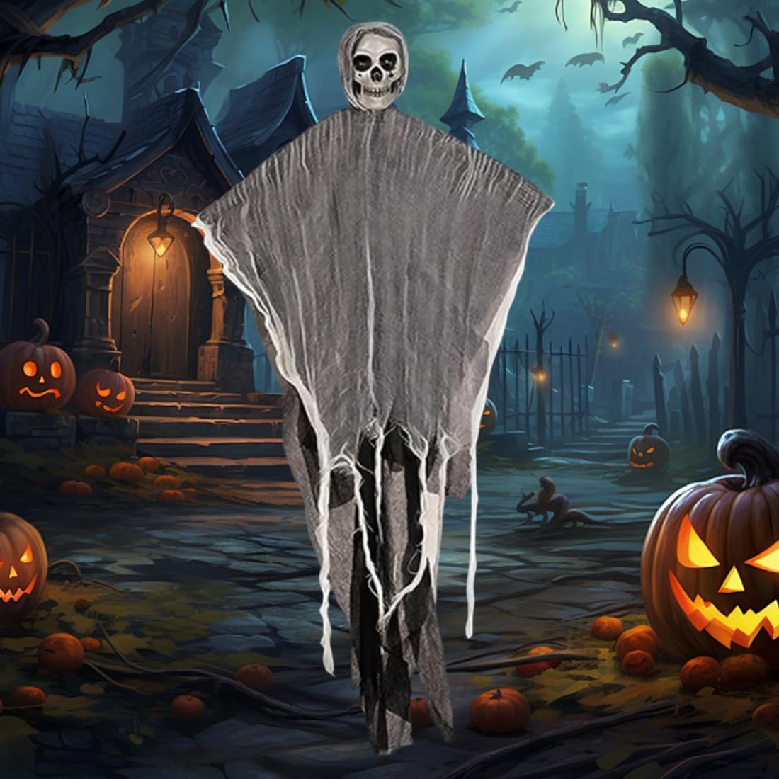 Décorations Halloween Fantôme Squelette Suspendu - Grandeur Nature, Pour Extérieur/intérieur - Effrayant, Avec Ficelle Pour Accrocher