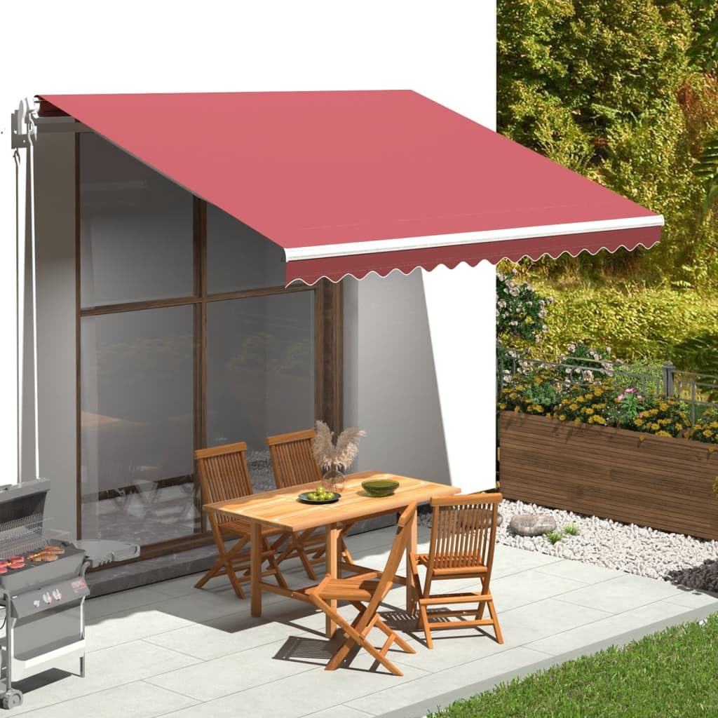 Leasha Toile de Rechange Store Banne avec Lambrequin, Toile Tissu de Remplacement pour Auvent 380x345 cm Bordeaux Rouge