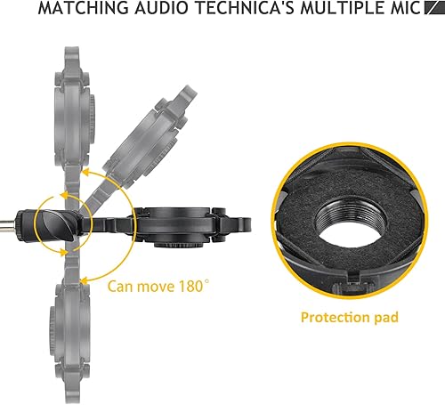 Miniatura 4 de Frgyee Soporte de micrófono con soporte de choque y parabrisas de espuma, brazo de brazo de micrófono con abrazadera resistente mejorada para