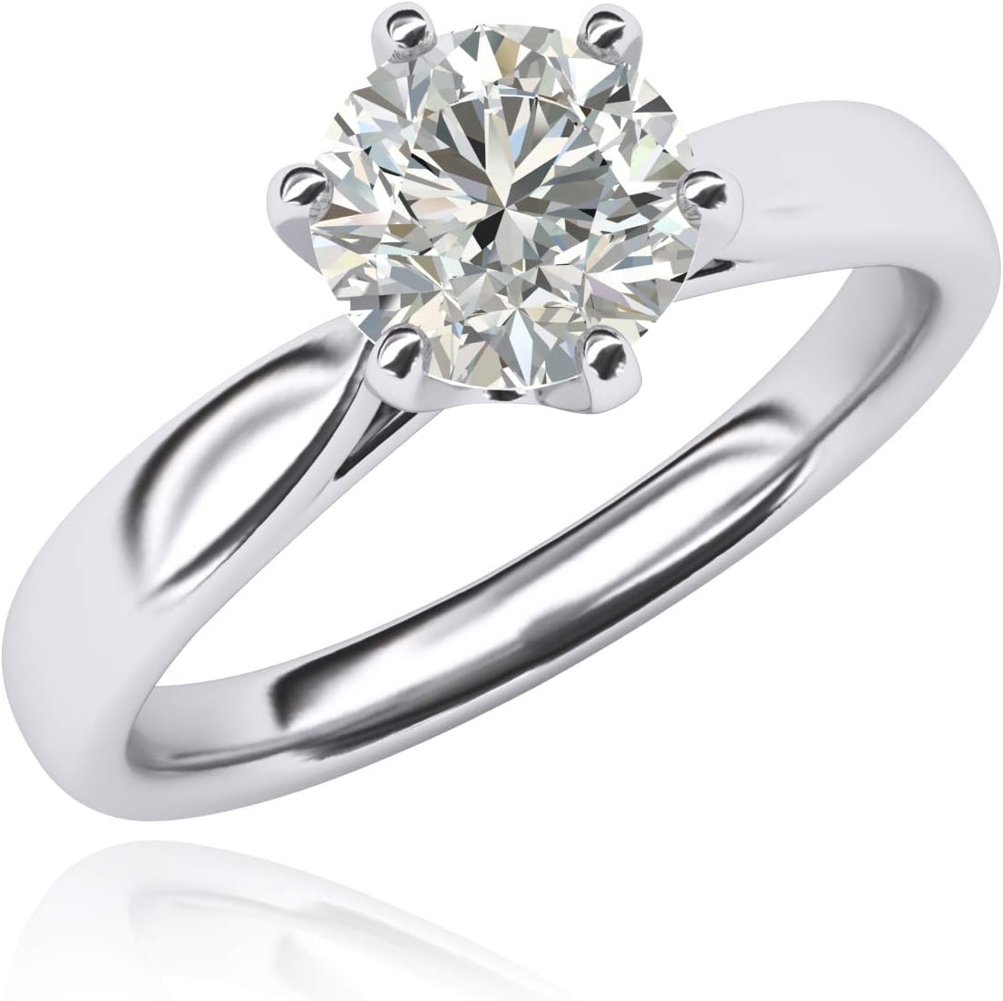 Sterling Silver 2.0 CT Classic 6-Prong Solitaire Simulated Diamond Engagement Ring Promise Bridal Wedding Ring