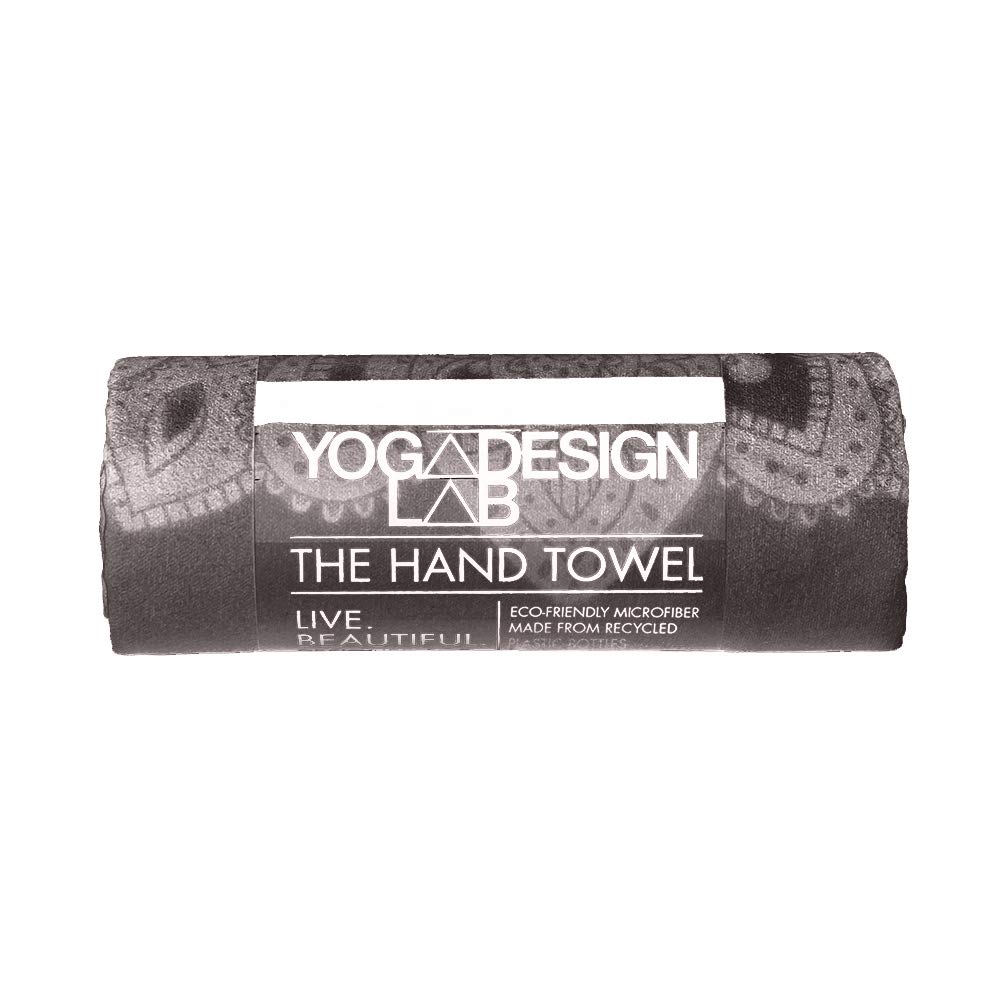 Yoga Design LAB | The Hand Towel | Premium Non Slip Hand Towel | Designed in Bali | Colorful Eco Printed + Quick Dry + Soft | Hot Yoga, Bikram, Ashtanga, Sport, Barre, Travel (Mandala Black)