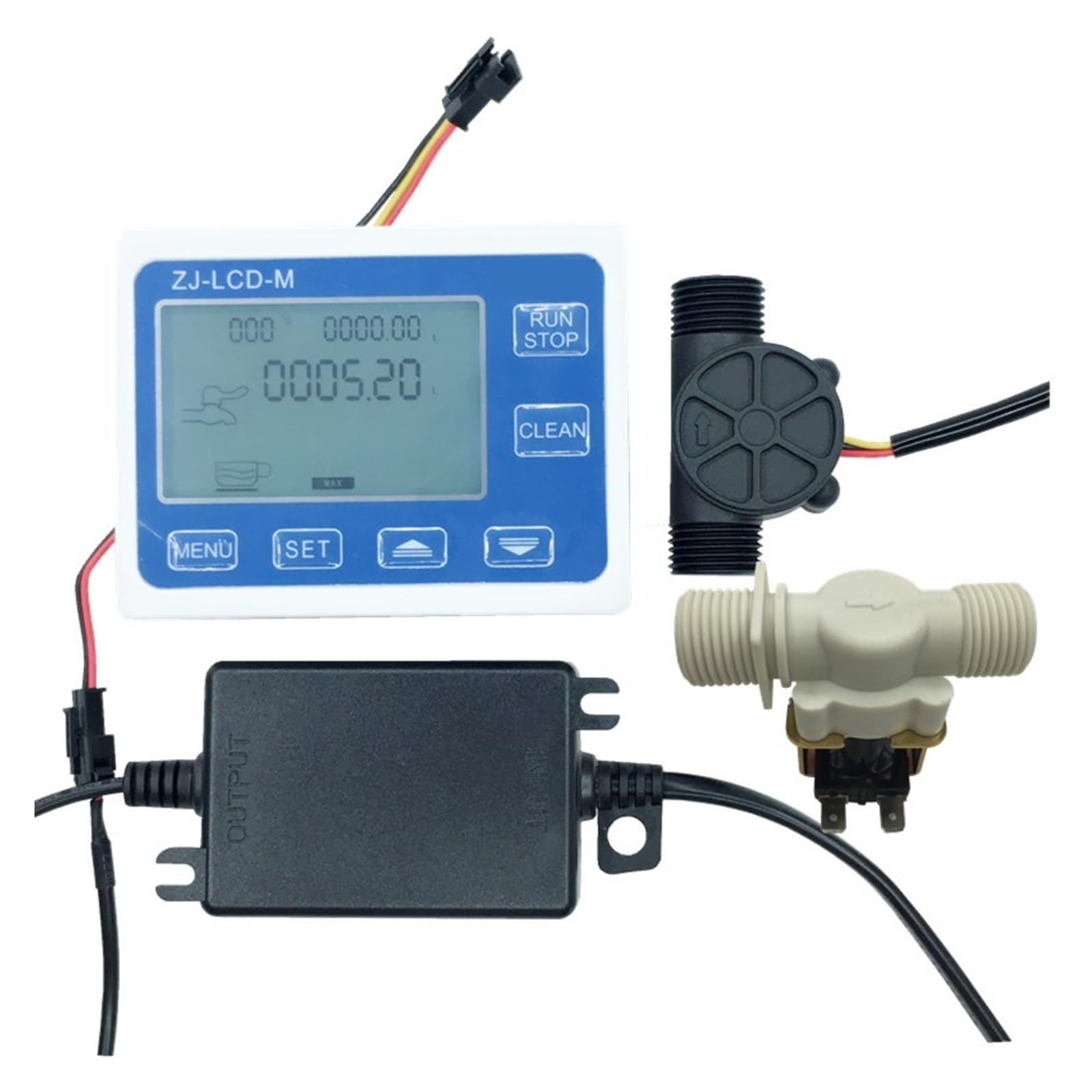 caudalímetro de líquidos, Medidor de flujo, contador de fluido, medidor de ZJ-LCD-M, Sensor de flujo de 1/2 "para Control de medición de líquido de agua cuantitativo(1 kit with NTC)