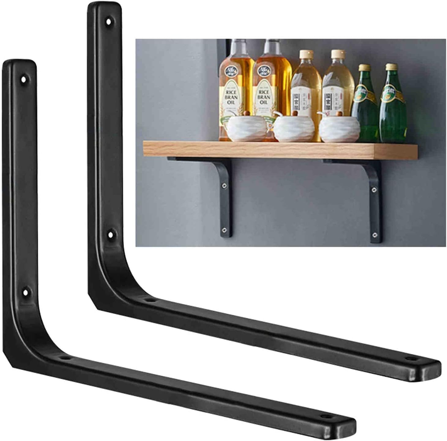 shelf brackets, L Brackets for Shelves Right Angle Bracket Wall Mounted Shelf Supports,for Hanging DIY Shelving Wall Shelves Book Support,1 Pair(Color:White,Size:200×150mm) ( Color : Black , Size : 30
