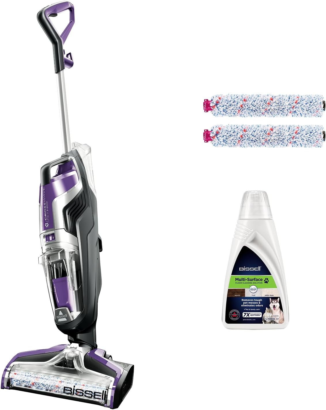 CrossWave Pet Pro, 3-in-1 Multi-Surface Wet and Dry Vacuum Cleaner, Floor Cleaner Machine All in 1 Step, Vacuums, Washes & Dries, Hard Floors & Area Rugs, For Pet Owners, Corded, 2224E