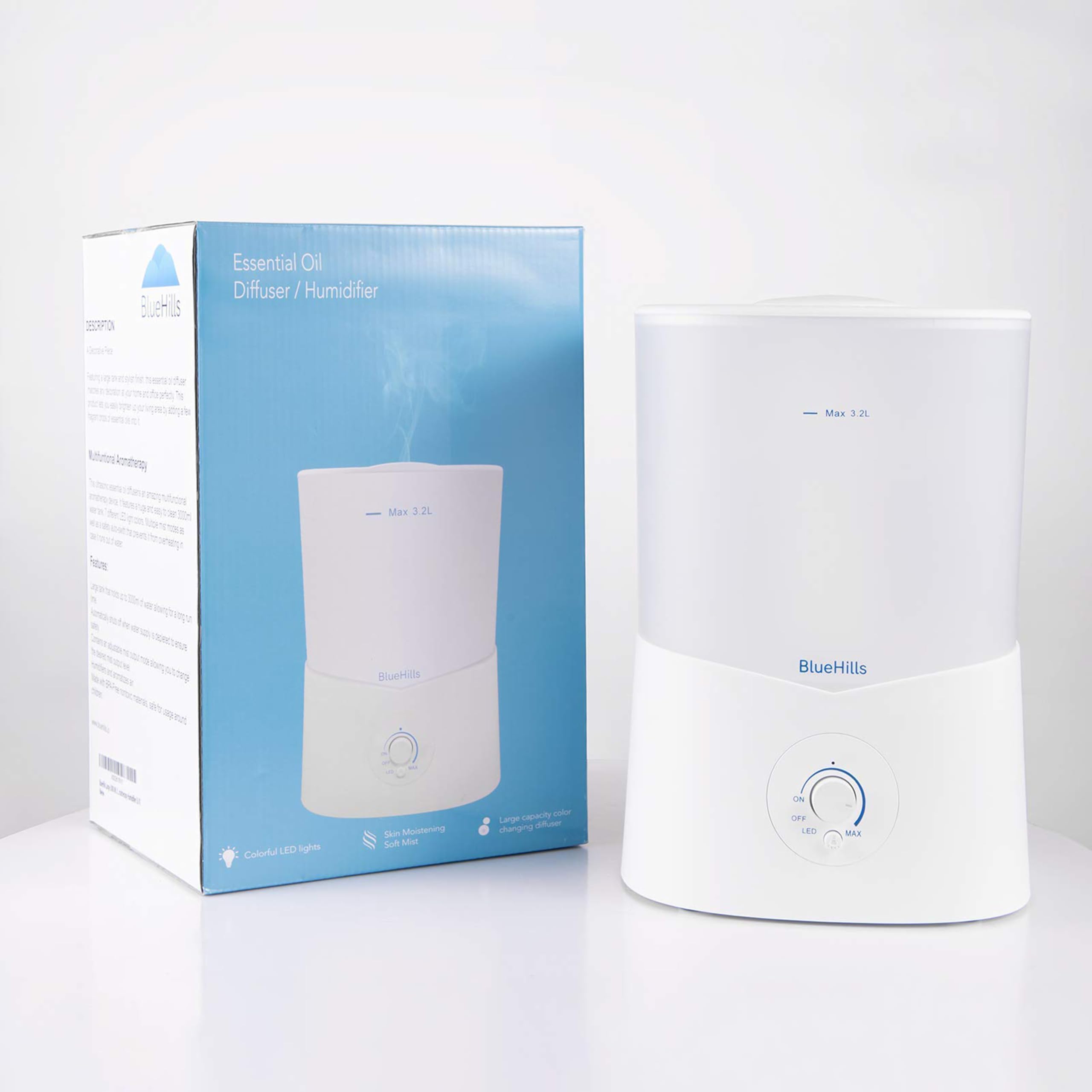 BlueHills - Umidificatore per aromaterapia, grande, 3000 ml, XL, colore: Bianco