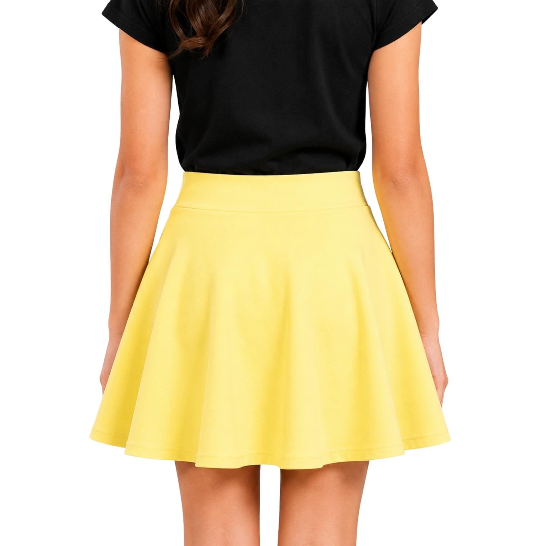 Confezione da 3 gonne estive a vita alta per bambine, lunghezza al ginocchio, minigonna svasata nera, per danza classica, casual, tinta unita, per uniforme scolastica, abbigliamento per