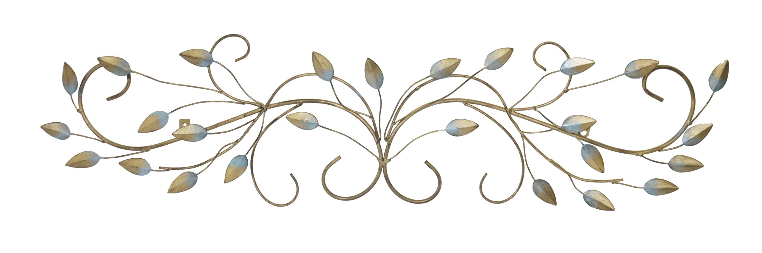 Your Home And Beyond Flowing Leaves Teal and Gold 40x10 Metal Wall Decor