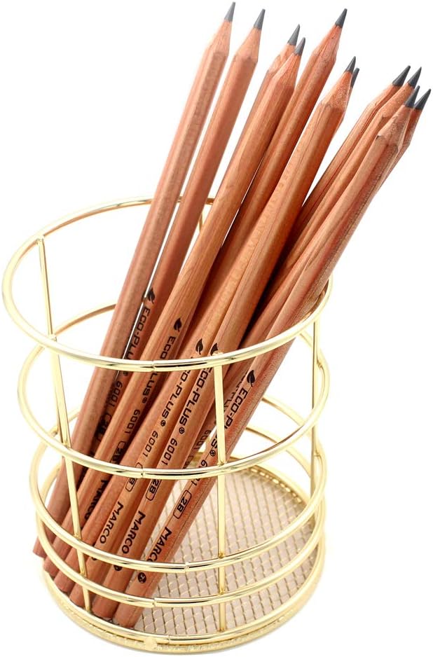 Hillento Pencil Holder, Metal Pen Pencil Holder, Rose Gold Pencil Holder, Desk Stationery Organizer for Home School - Image 3