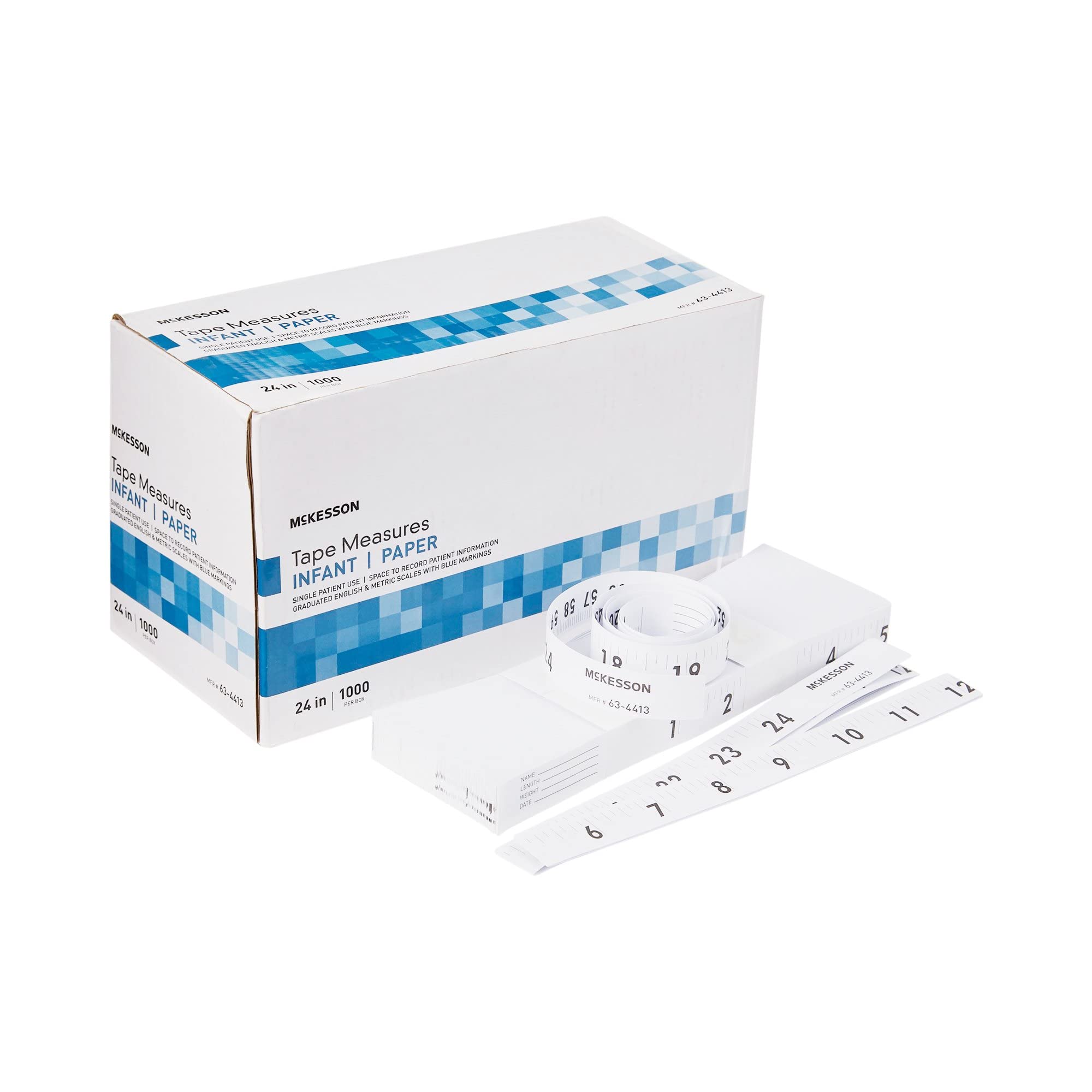 McKesson Tape Measure for Body Measuring - Paper Measurement Tape with English/Metric Scale, Disposable, 24 in, 1000 Count