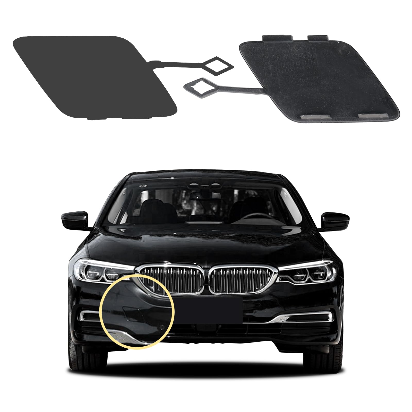 Car Front Bumper Tow Hook Cover Compatible with Luxury Edition BMW 5 2017 2018 2019 2020 G30 G31 518 520 525 530 535 540 Trailer Cover Cap 51117427448 Small Lid Towing Eye Cap