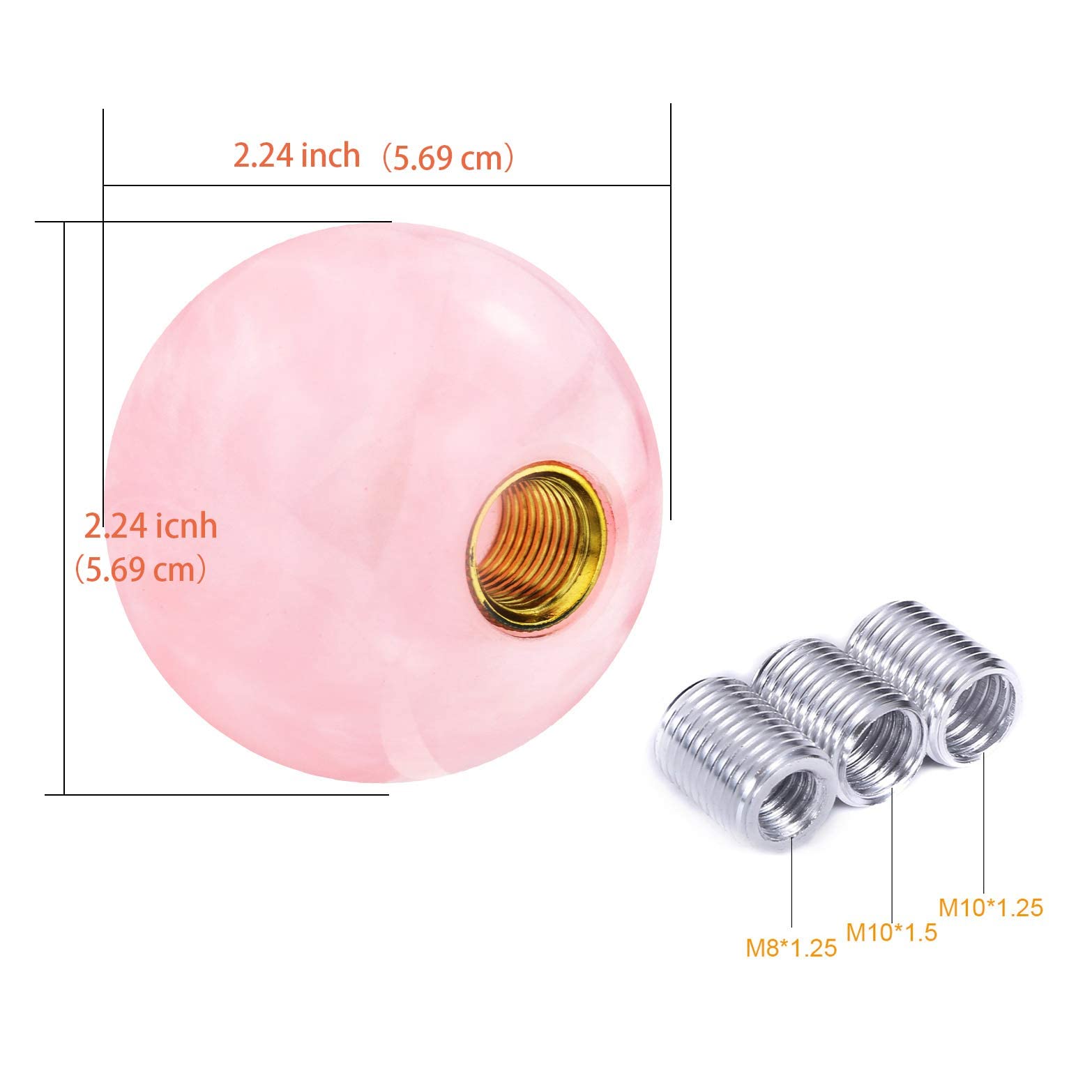 Universal Carbon Fiber Manual Gear Shift Pink Round Ball Shift Knob W/ Adapters