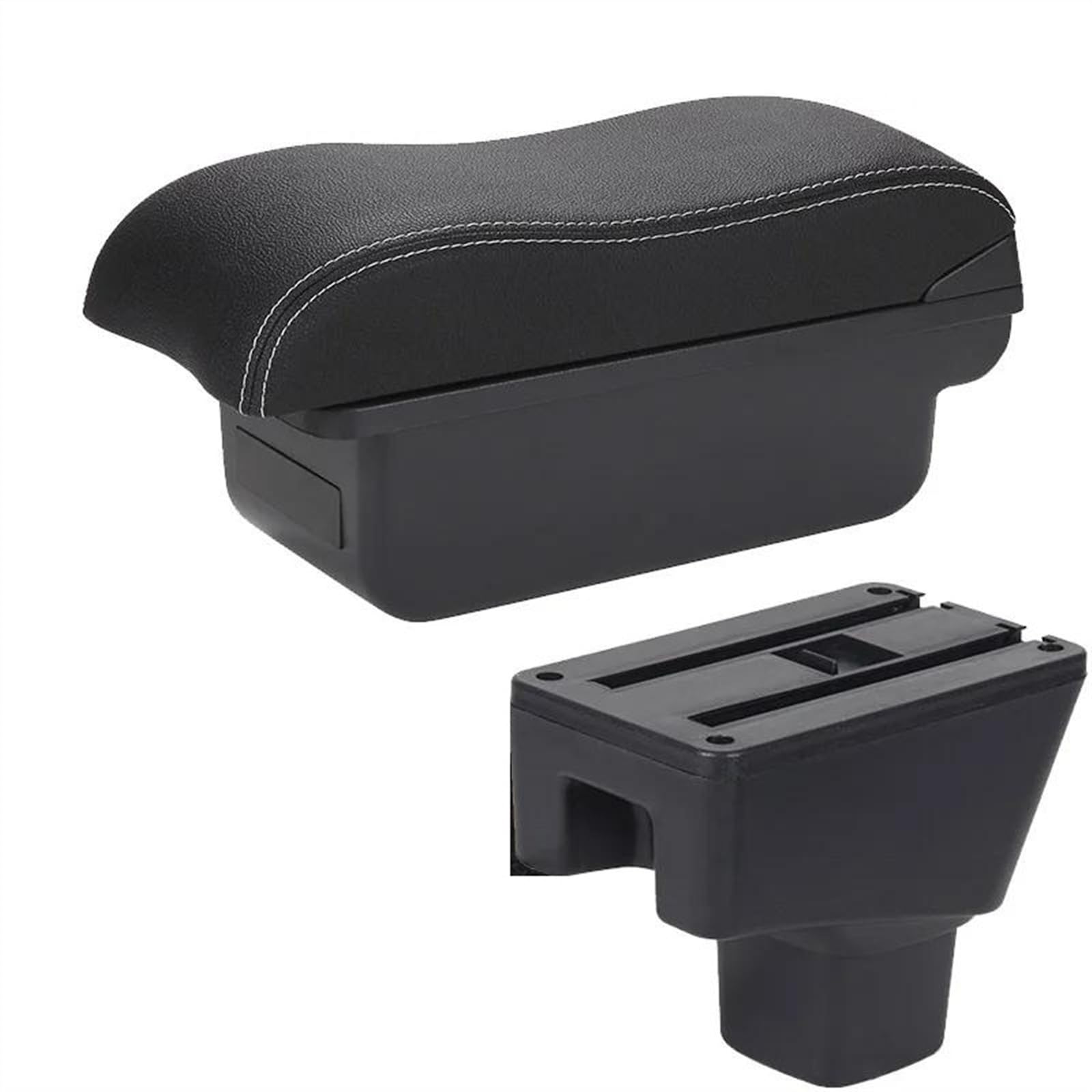 NOHEEU Car Center Console Storage Box Multifunctional Armrest Interior Accessories For SUZUKI SX4(C3 Black white NO USB)