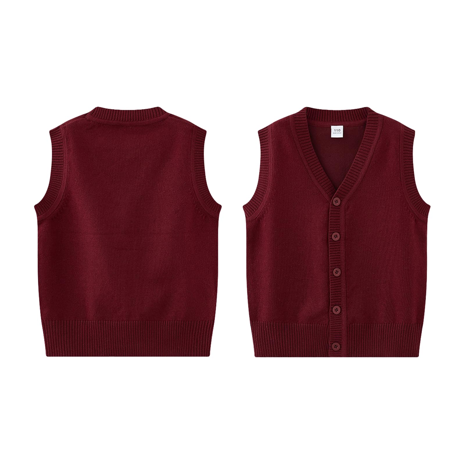 Yanmucy Gilet tricoté sans manches à col en V pour garçons et filles, uniforme scolaire, pull cardigan assorti pour enfants âgés de 5 à 14 ans