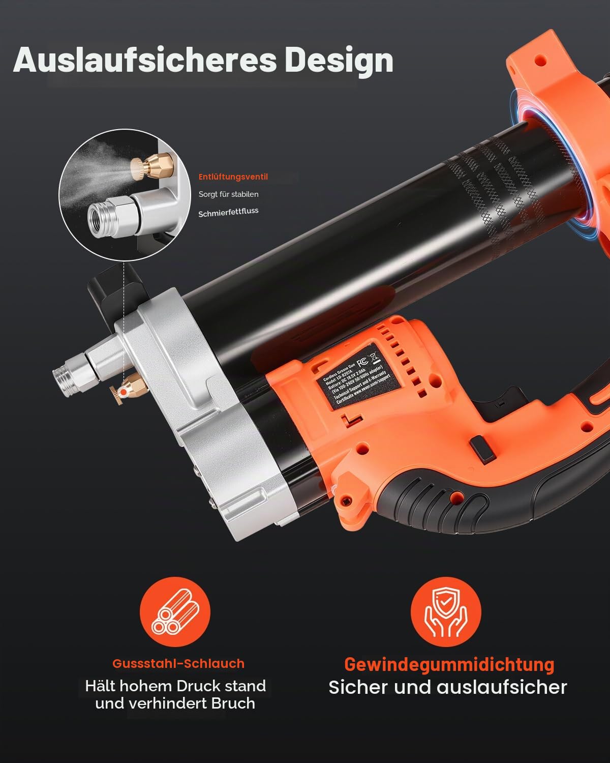 VEVOR Akku-Fettpresse, 55 MPa, Einhandfettpresse mit LED & 90 cm Schlauch, 20 V Akkubetrieb, Kompatibel mit 18V Makita-Akkus, zum Schmieren von Fahrzeugen oder Maschinen (Nur Werkzeug Ohne Akku)